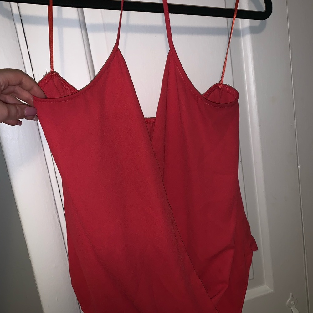 Draped halter top.